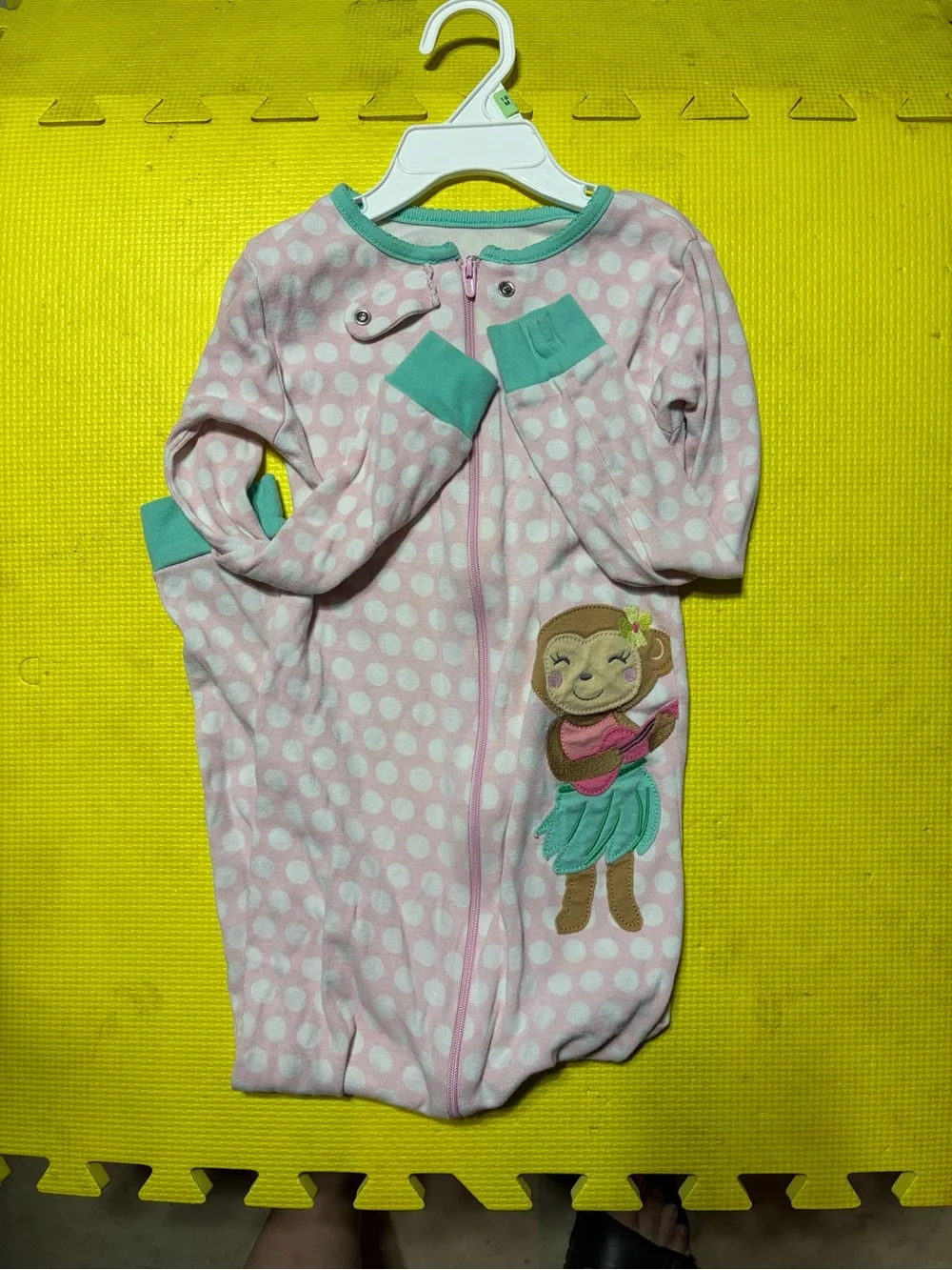 Carter’s Pink Polka Dot Baby Sleep Gown with Monkey Applique